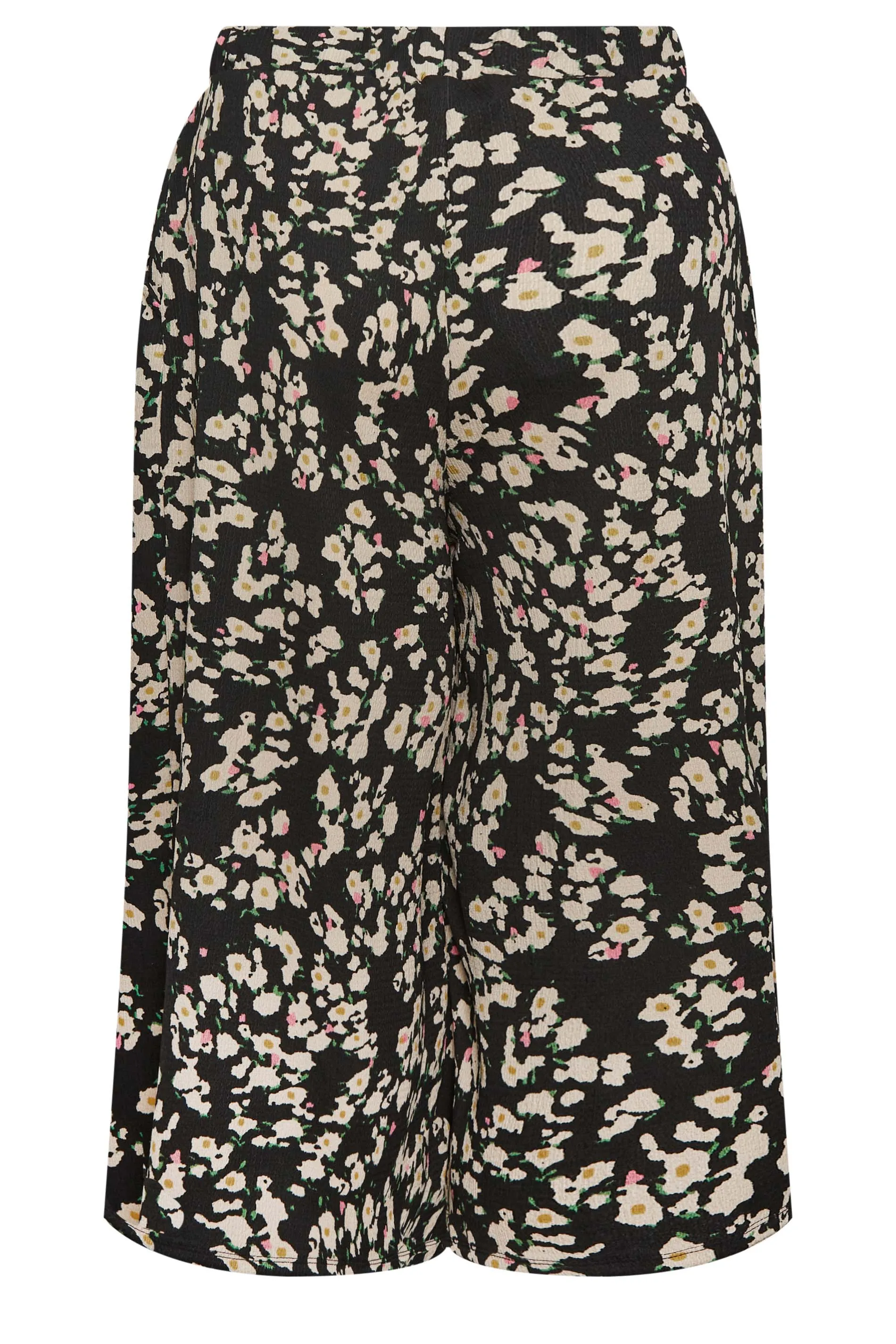 YOURS Curve Black Abstract Floral Print Midaxi Culottes