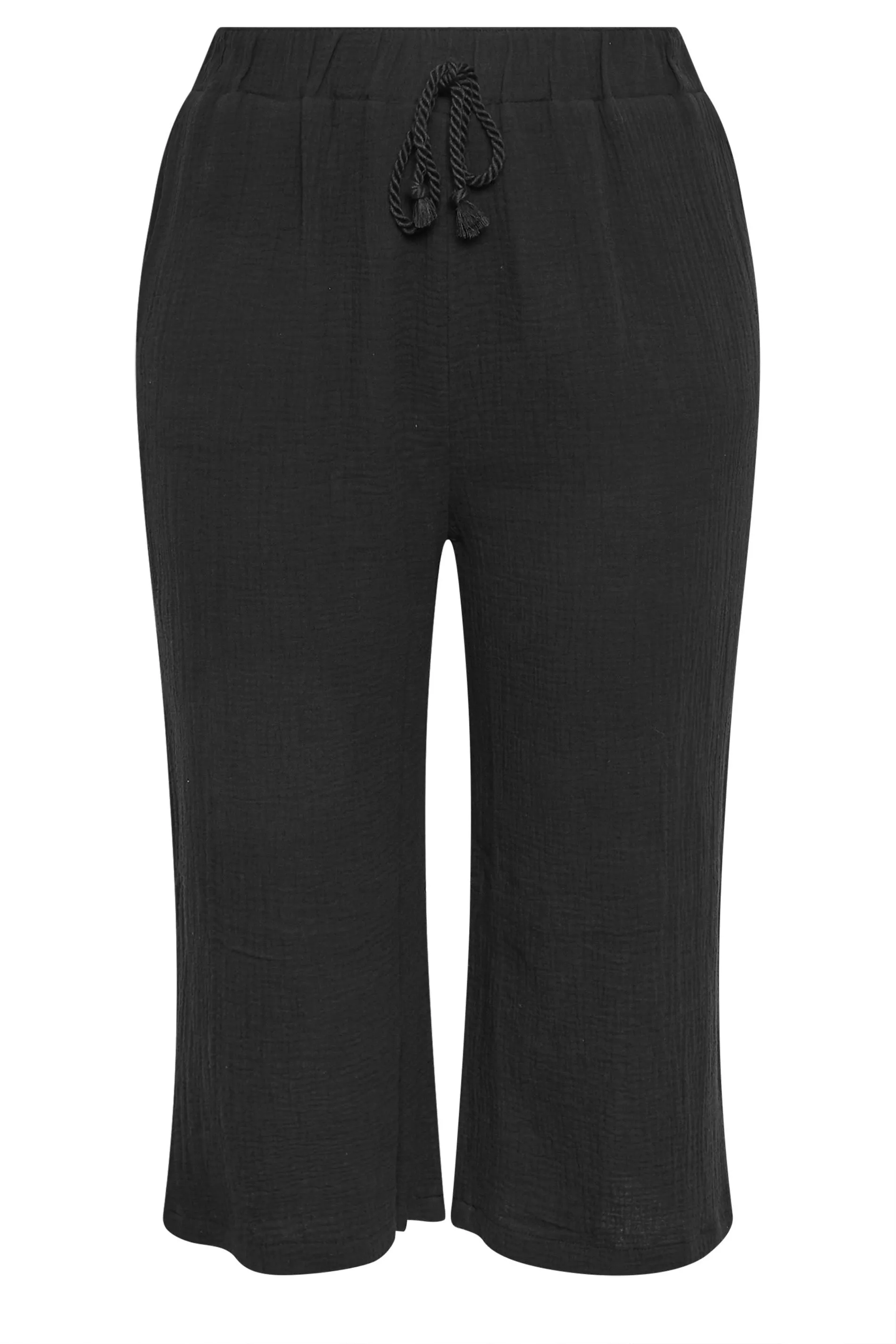 YOURS Curve Black Cheesecloth Culottes