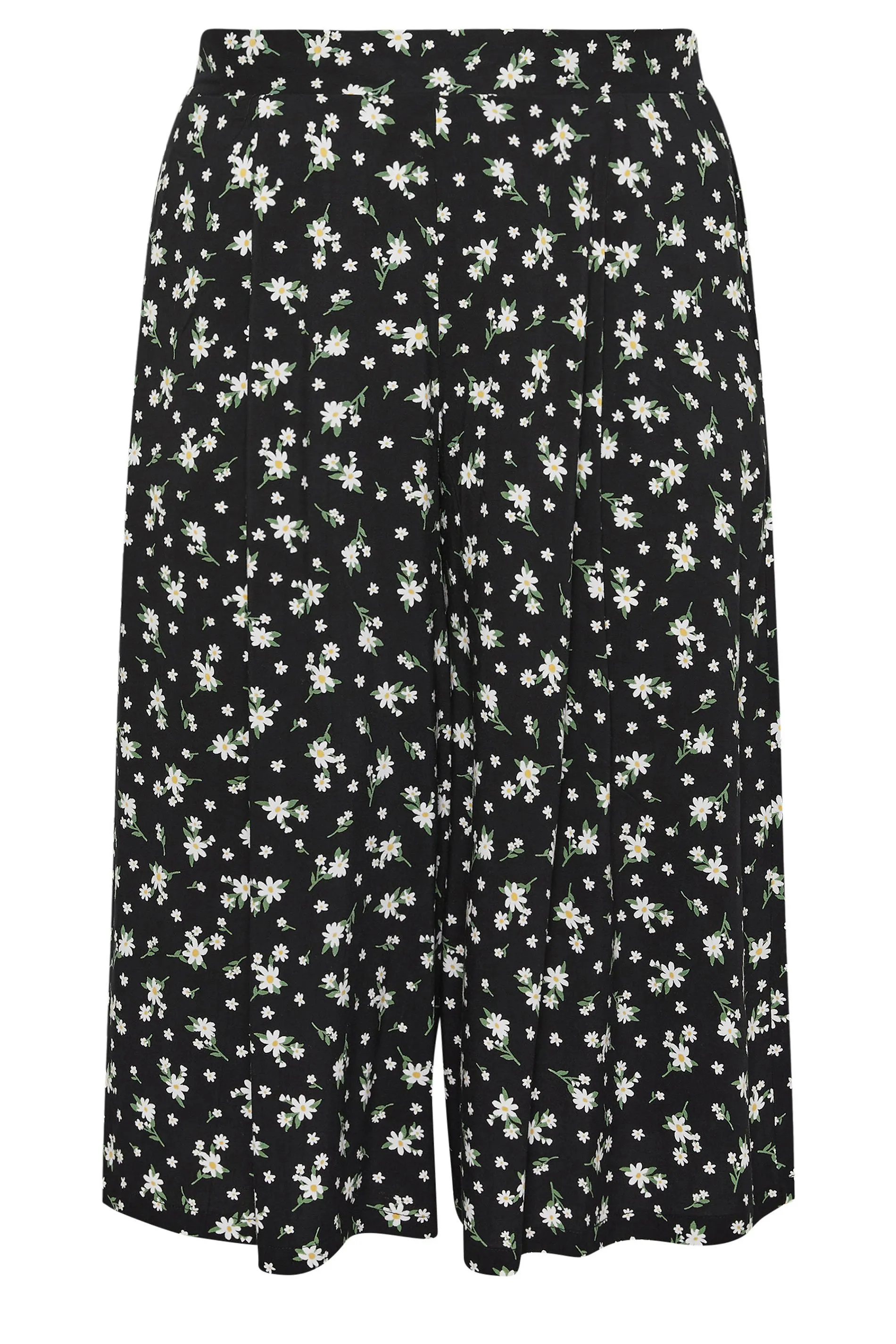 YOURS Curve Black Daisy Print Culottes