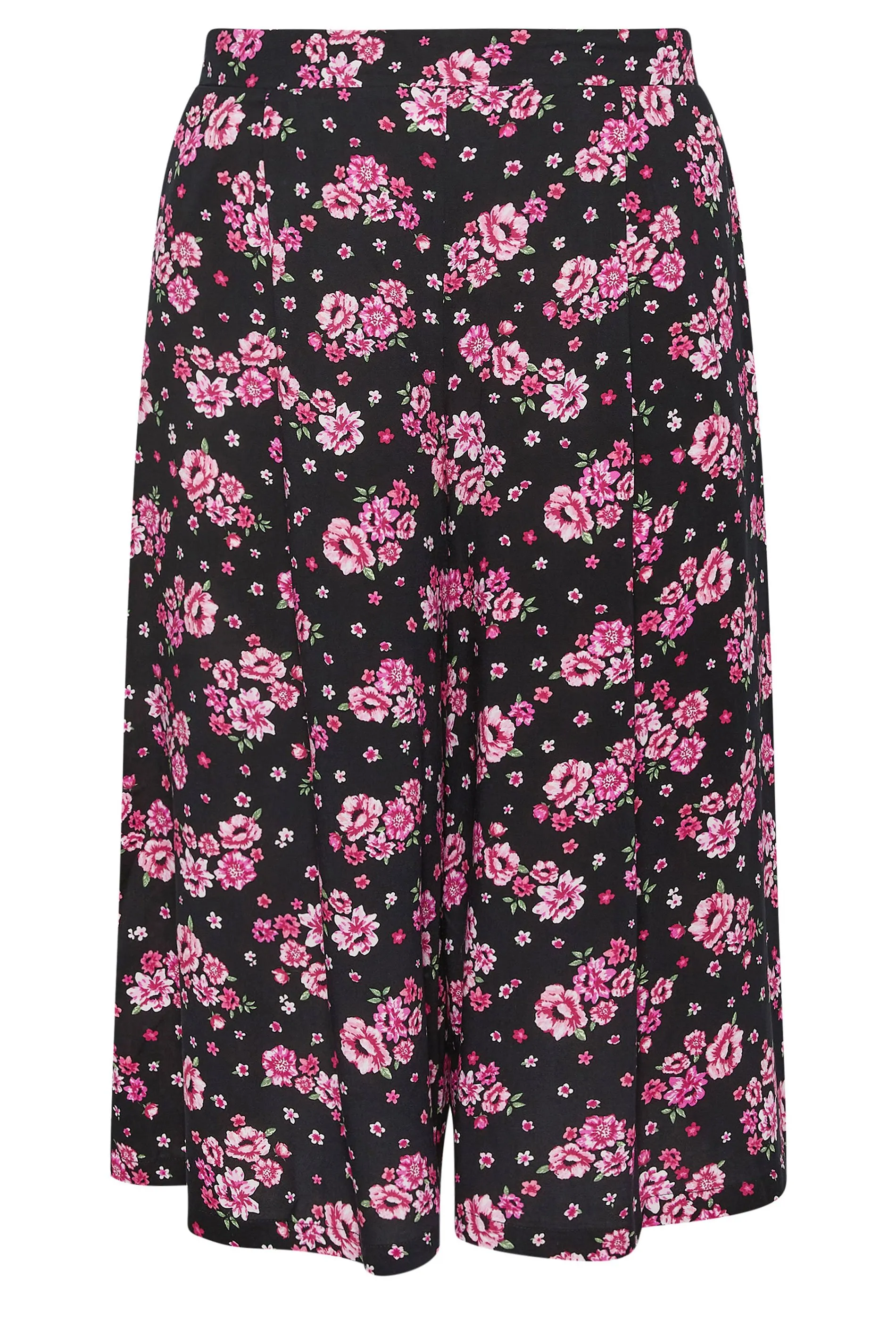 YOURS Curve Black Floral Bloom Print Culottes