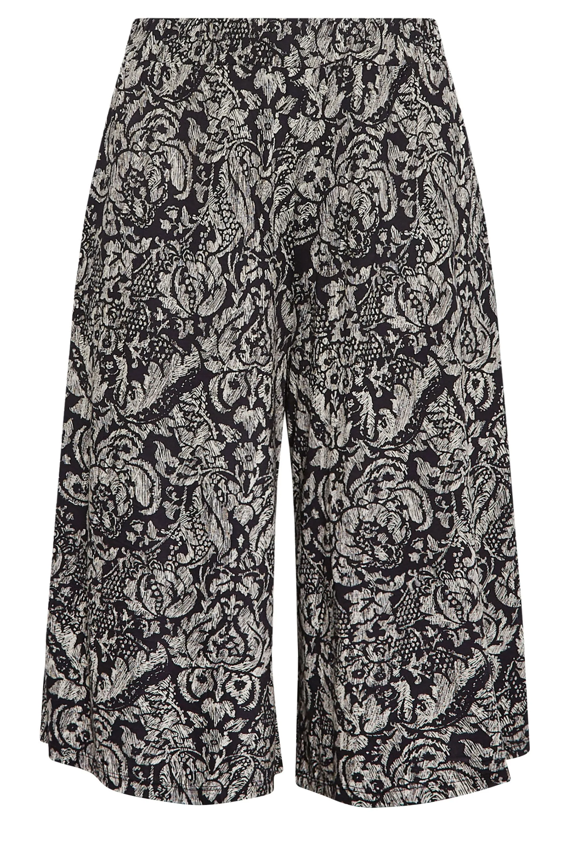 YOURS Curve Black Paisley Print Culottes