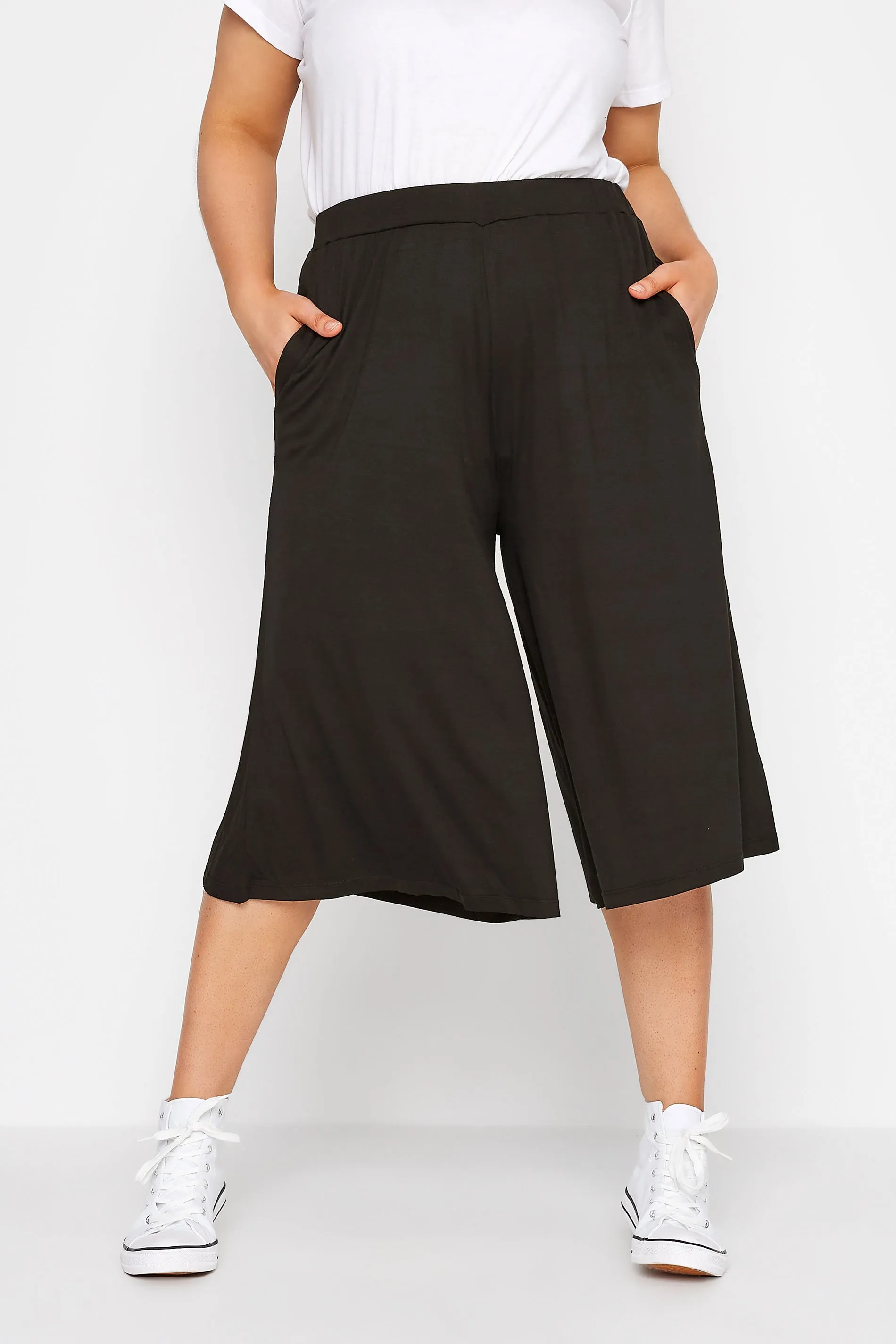 YOURS Curve Black Stretch Jersey Culottes