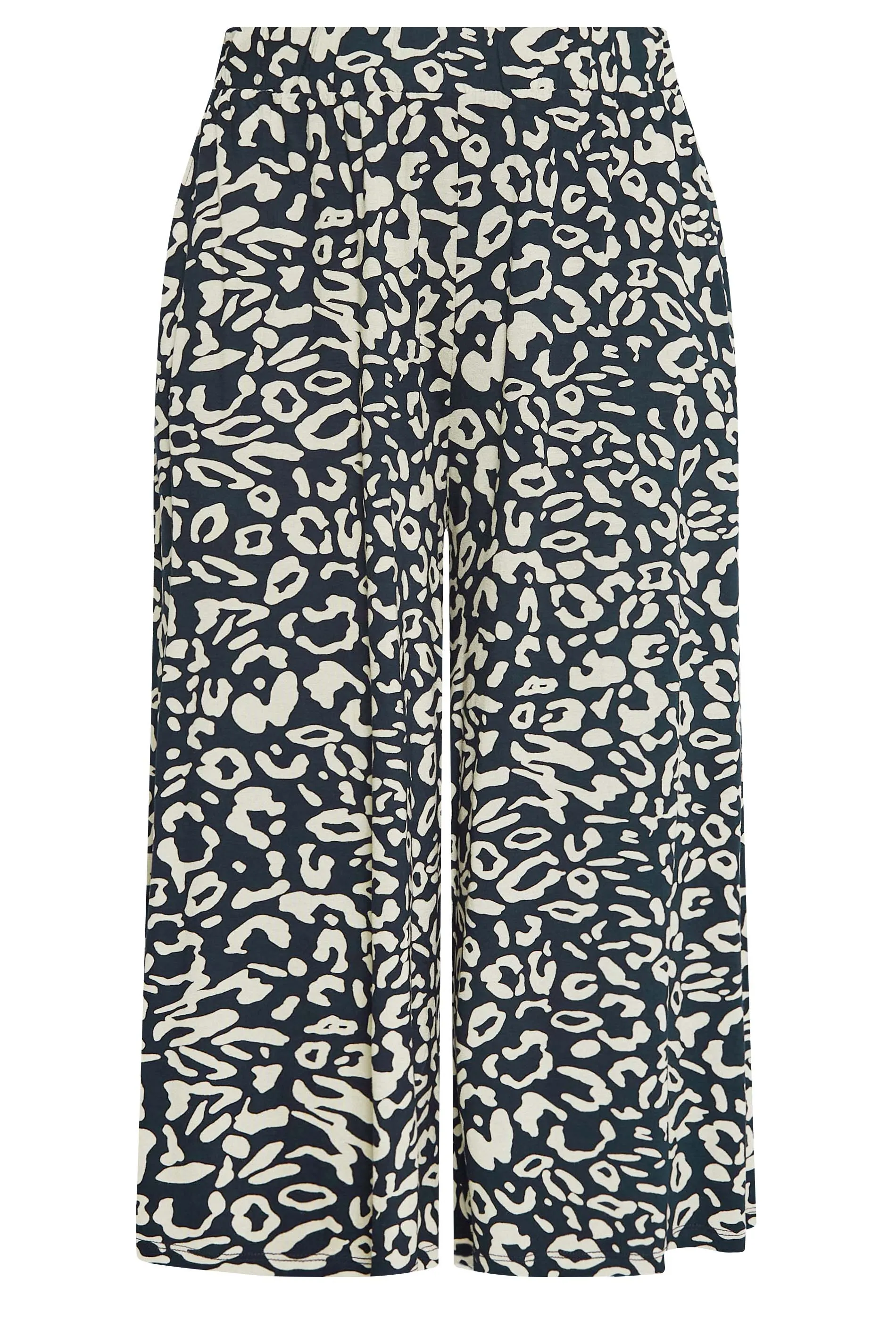 YOURS Curve Blue & Natural Abstract Print Midaxi Culottes