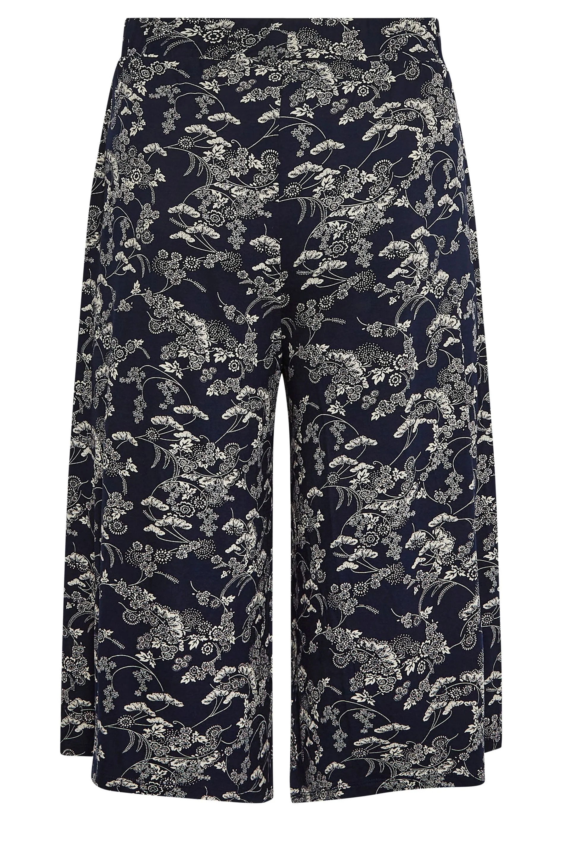 YOURS Curve Dark Blue Floral Print Culottes